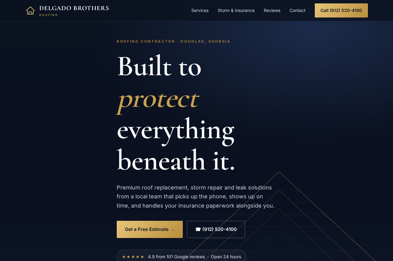Delgado Brothers Roofing website design by MAT CRAFTED